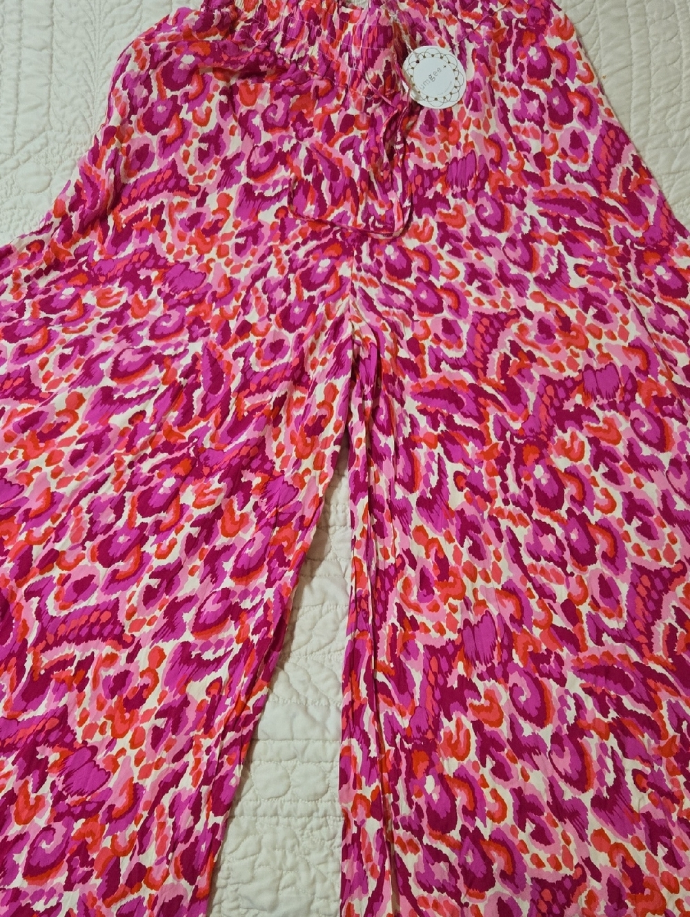 Printed Wide-Leg Women’s Pants - Pink Multi